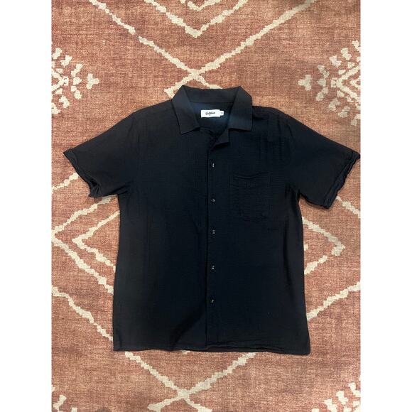 Men’s Vatpave Black Cotton Casual button Down Short Sleeve Shirt M - Picture 2 of 7